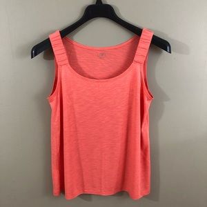 Loft Orange Tank Top w/Ruched Straps - L